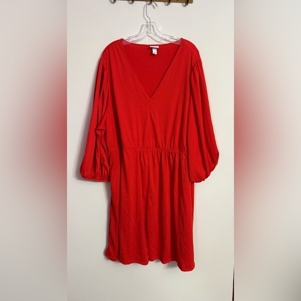 Ava & Viv Classic Red V-Neck Dress 3X